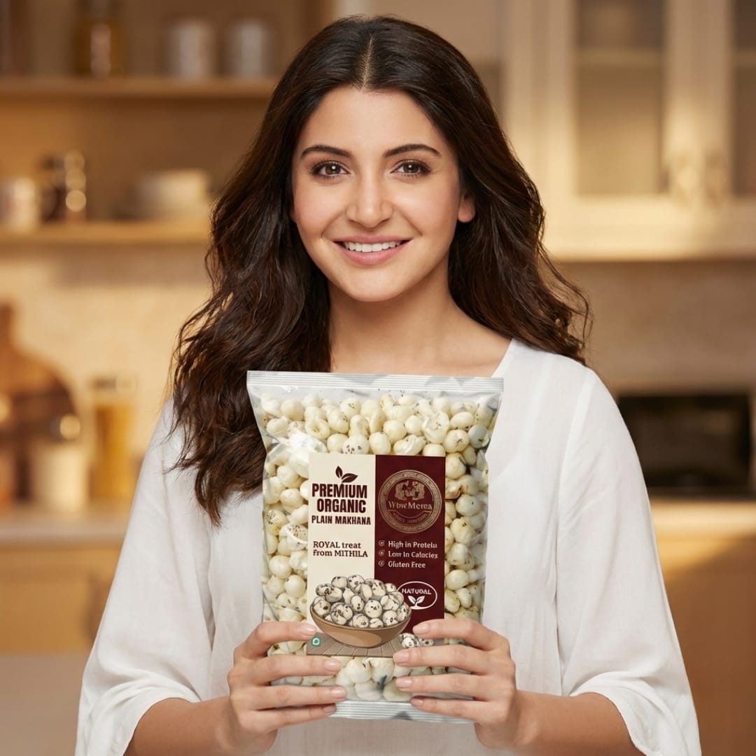 WowMewa Premium Organic Makhana (250g) - High Protein, Low Calorie Roasted Fox Nuts from Mithila